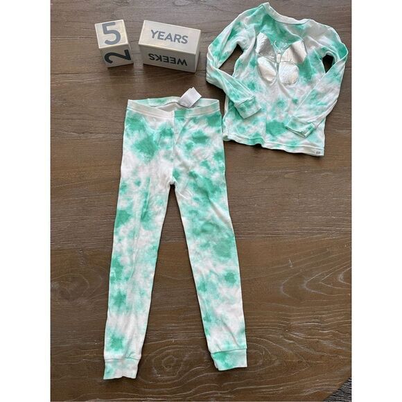 Gap butterfly tie dye long sleeve pajamas - sz 5- aqua NWOT - Picture 1 of 7